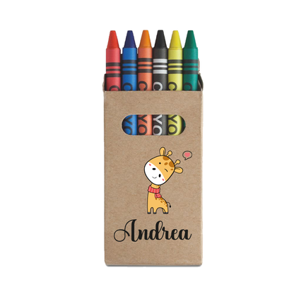 Baby Giraffa - Set da 6 - Pastelli Cera - personalizzati con nomi