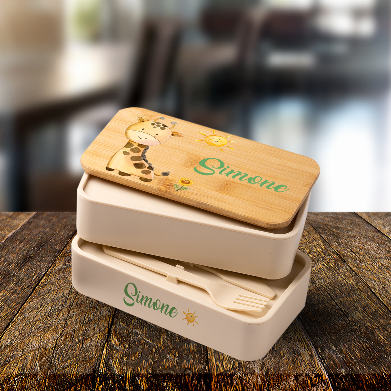 Giraffa - Scatola per il pranzo - personalizzato con nome