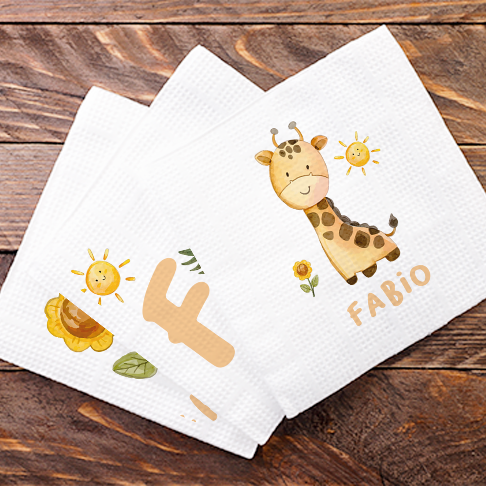 Baby Giraffa - Set 3 pezzi mussole personalizzate con nome