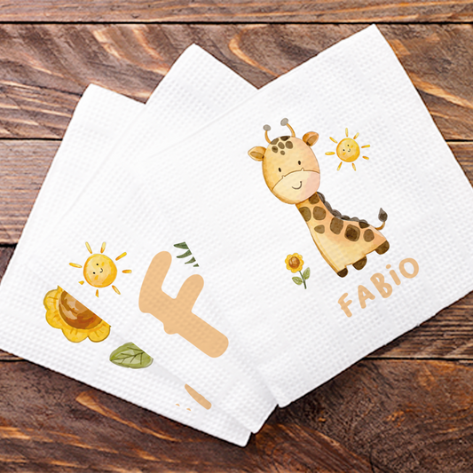 Baby Giraffa - Set 3 pezzi mussole personalizzate con nome