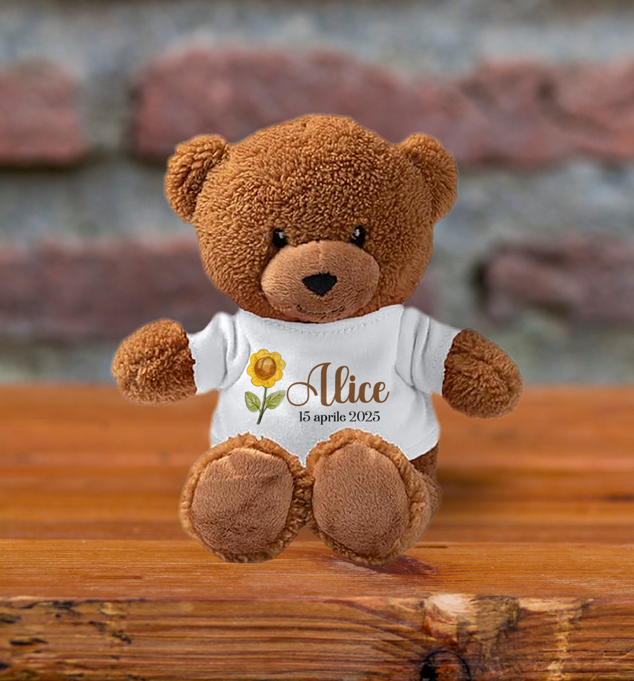 Name flower - Teddy - Orsacchiotto di Peluche con Maglietta Personalizzata