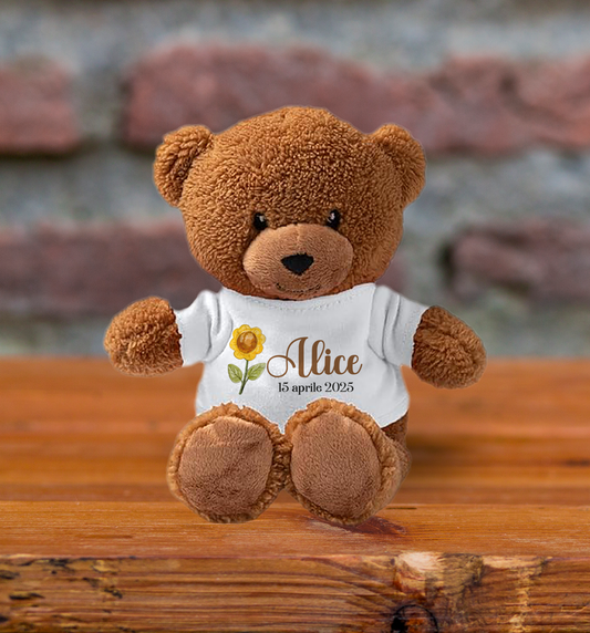 Name flower - Teddy - Orsacchiotto di Peluche con Maglietta Personalizzata