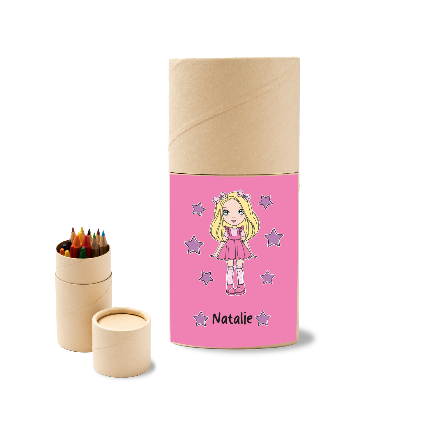 Girl Stars - Set 6 pezzi Da Disegno In Legno personalizzati con nomi