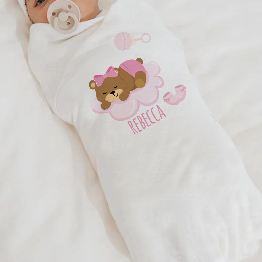 Bear Girl - Set 3 pezzi mussole personalizzate con nome