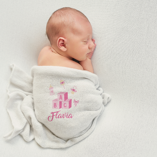 Pink Night - Set 3 pezzi mussole personalizzate con nome