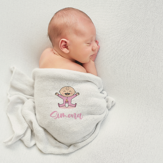 Baby Pink Girl - Set 3 pezzi mussole personalizzate con nome