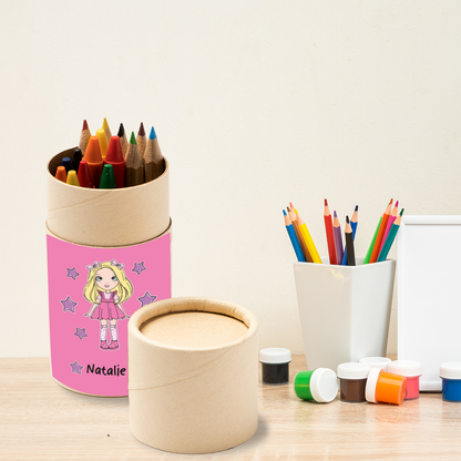 Girl Stars - Set 6 pezzi Da Disegno In Legno personalizzati con nomi