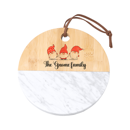 The gnome family - Tagliere in marmo e bamboo naturale