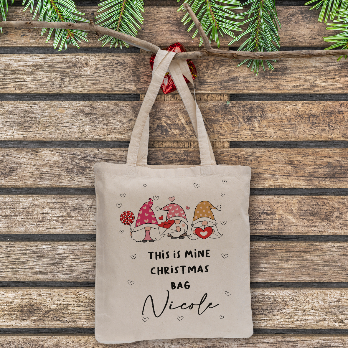 This is mine Christmas Bag - Shopper In Cotone - personalizzata con nome