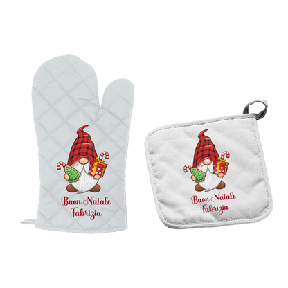 Buon Natale - Set da Cucina Guanto e Presina - personalizzati con nome