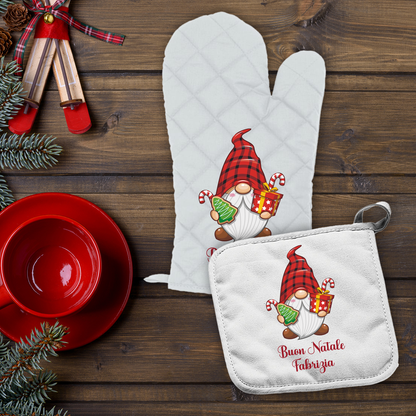 Buon Natale - Set da Cucina Guanto e Presina - personalizzati con nome