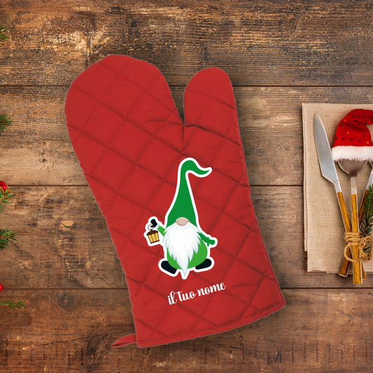 Gnome Christmas - Guanto da cucina - personalizzato con nome