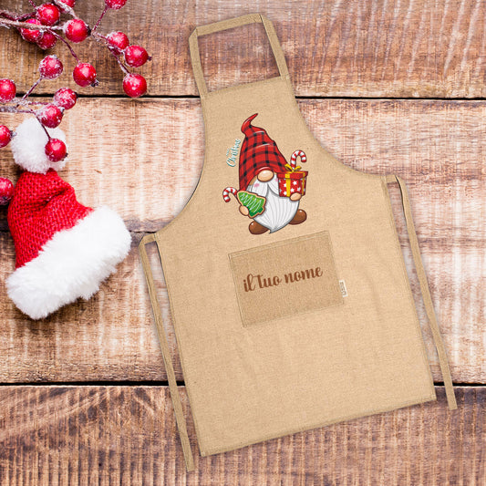 Nano da giardino con regali - Grembiule da Cucina Natalizio - personalizzato con nome