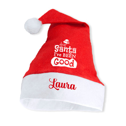 Dear Santa I've been good - Cappello da Babbo Natale - personalizzato con nome