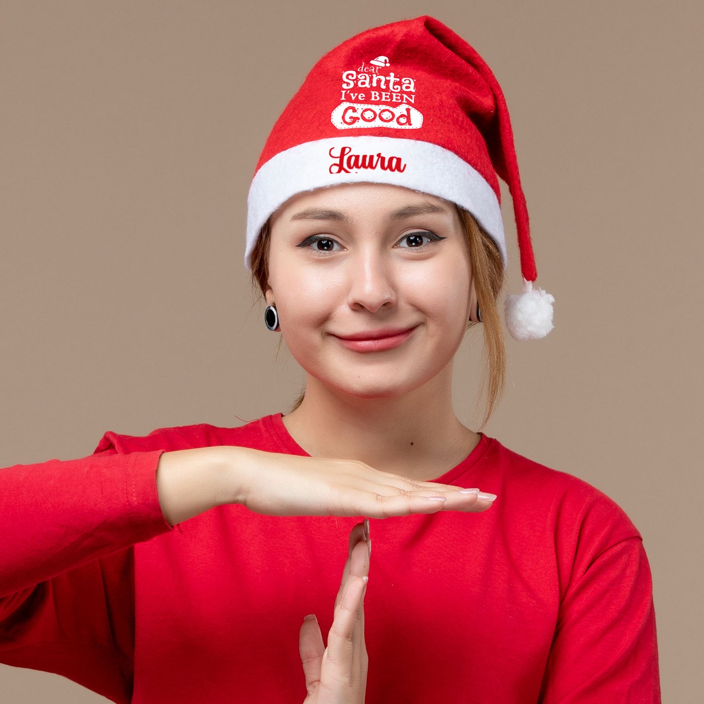 Dear Santa I've been good - Cappello da Babbo Natale - personalizzato con nome