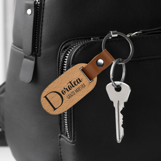 Grazie maestra name - Portachiavi in Legno - personalizzato con nome