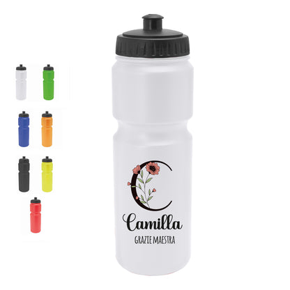 Grazie Maestra - Borraccia in PE 840ml. - personalizzata con nome e iniziale