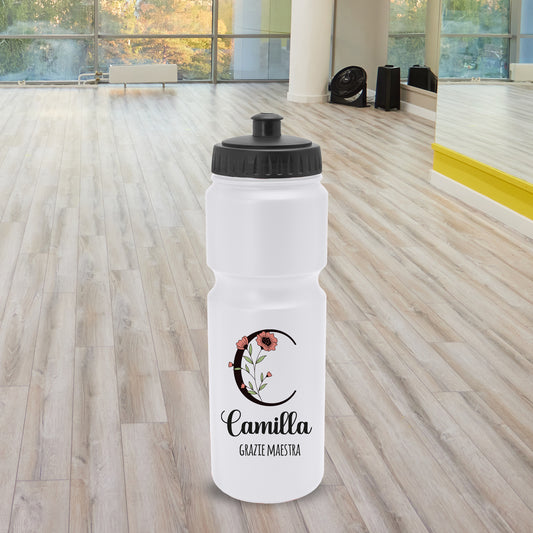 Grazie Maestra - Borraccia in PE 840ml. - personalizzata con nome e iniziale