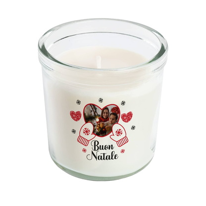 Buon Natale - Candela profumata in vetro con Stampa - personalizzata con foto