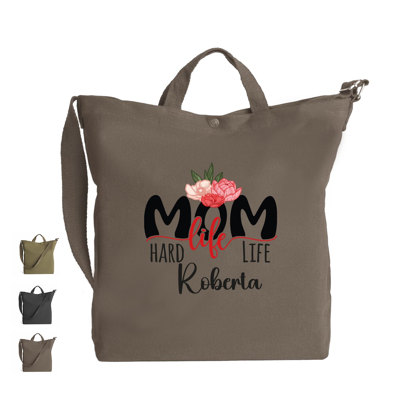 Mom life - Borsa da Donna in Tela - personalizzato con nome