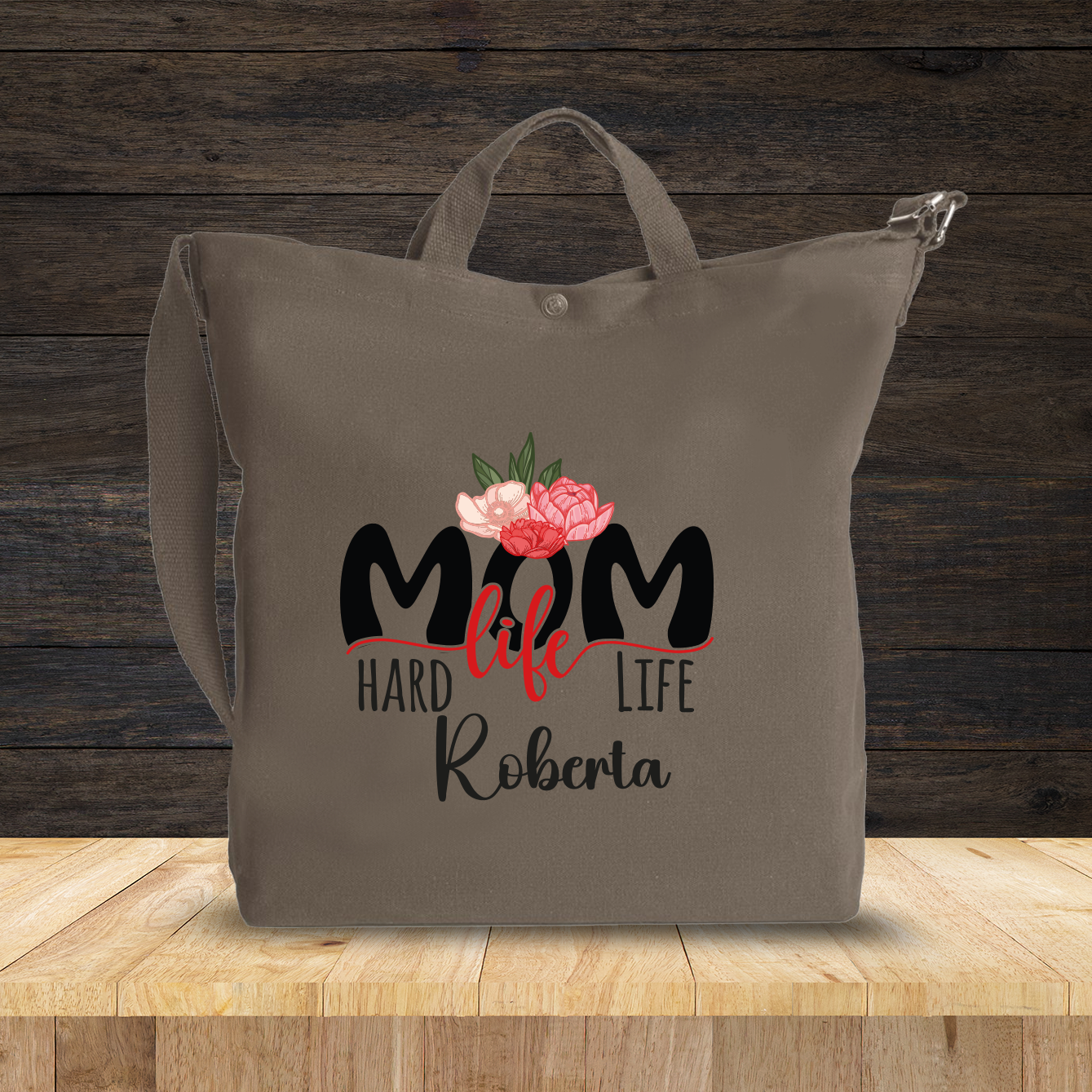 Mom life - Borsa da Donna in Tela - personalizzato con nome