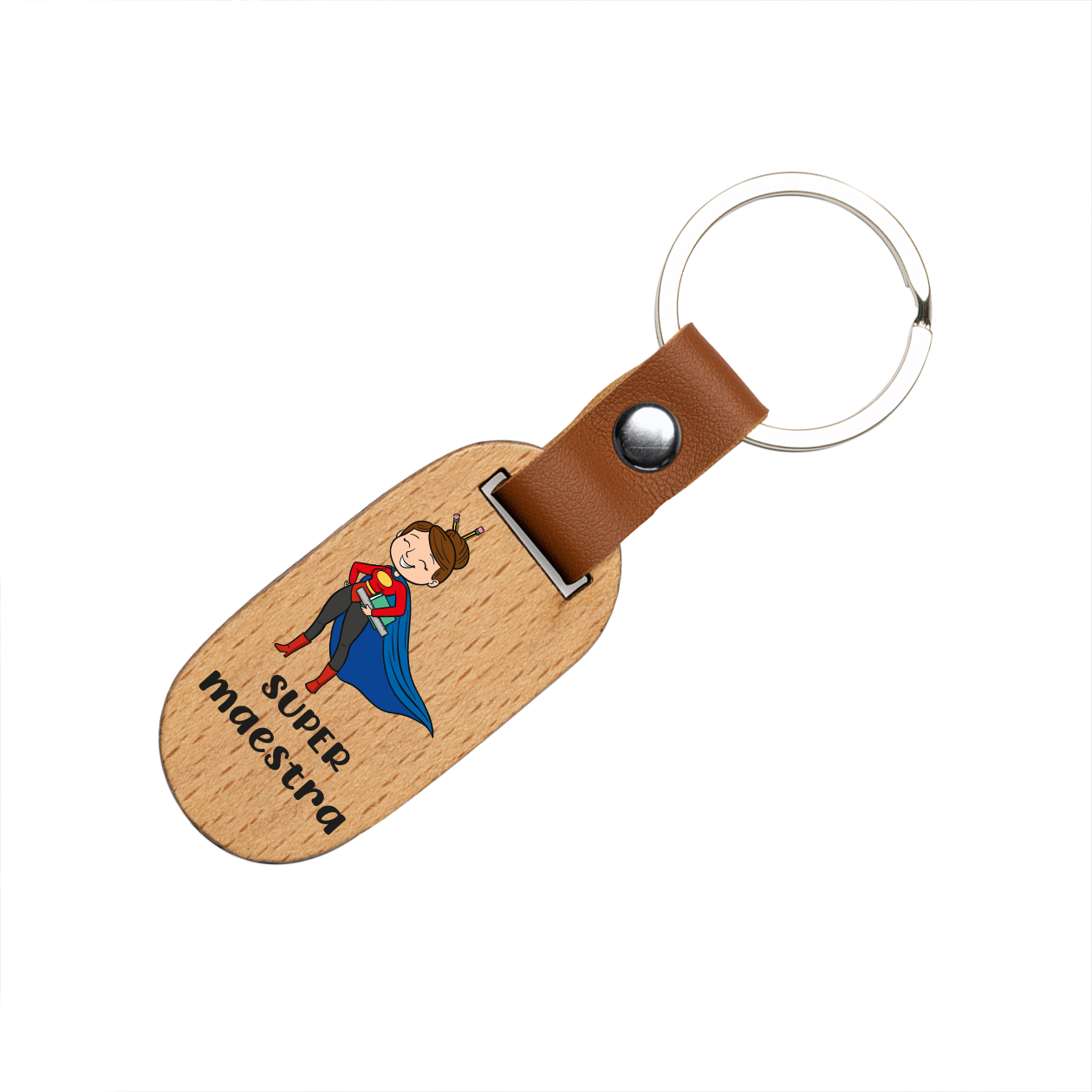Super maestra - Portachiavi in Legno