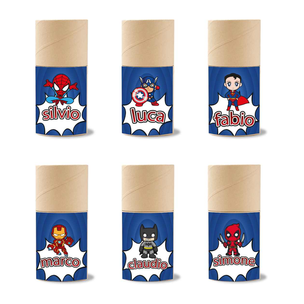 Hero - Set 6 pezzi Da Disegno In Legno personalizzati con nomi