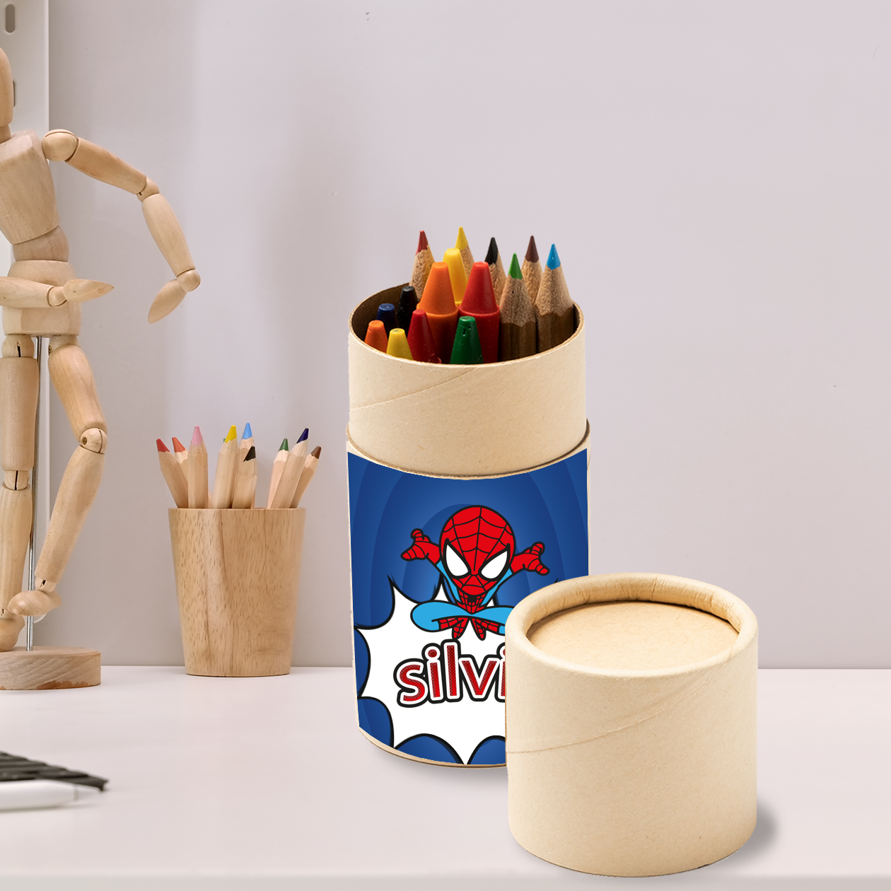 Hero - Set 6 pezzi Da Disegno In Legno personalizzati con nomi