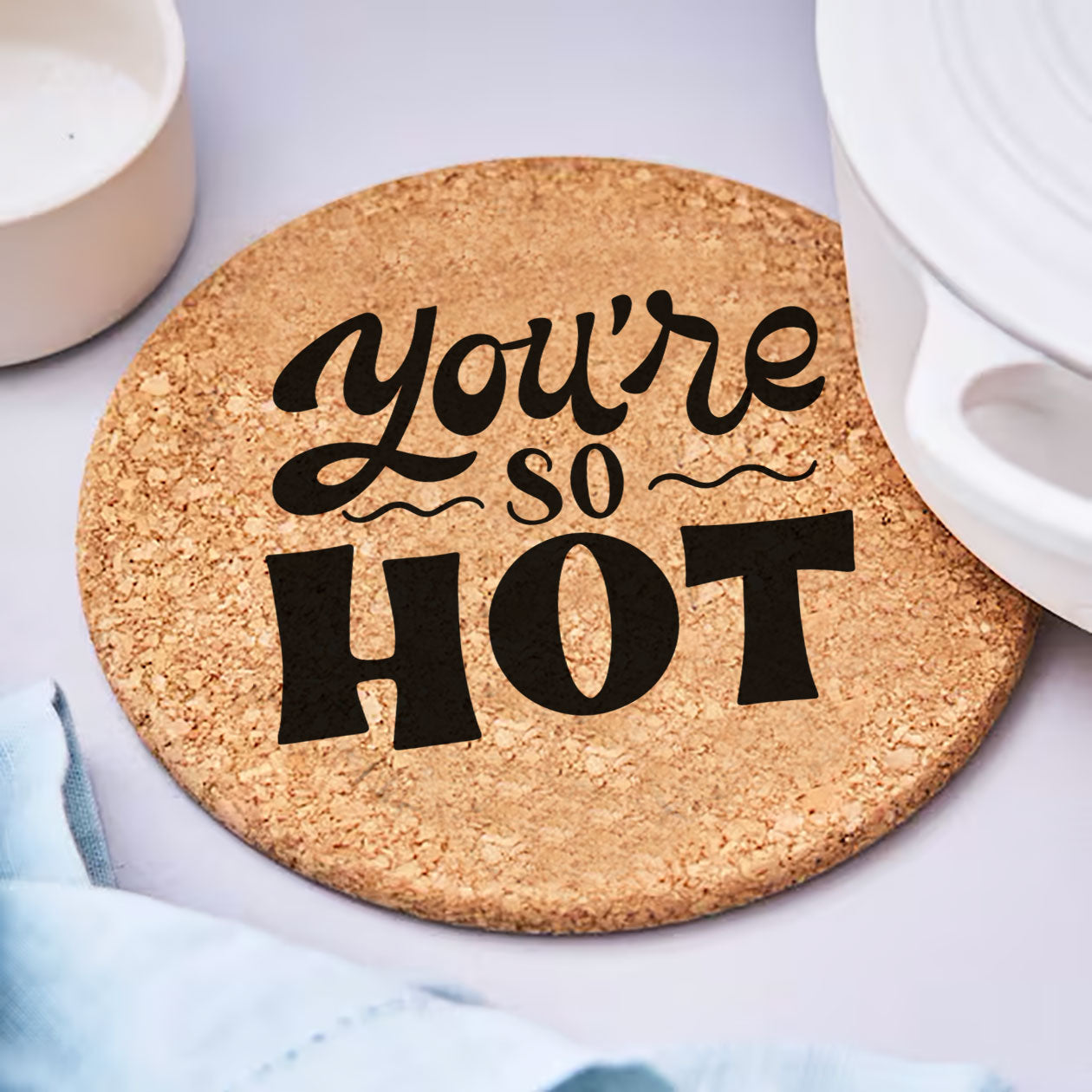 You're so hot - Set da 3 pezzi Sottopentola in sughero naturale 19cm