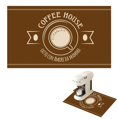 Coffee House fatto con amore da mamma - Tappetino per Macchina del caffè  con Retro in Gomma Tappeto 30x40cm