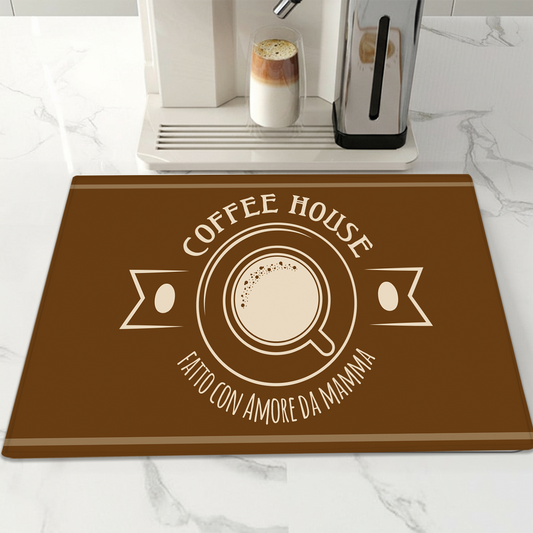 Coffee House fatto con amore da mamma - Tappetino per Macchina del caffè  con Retro in Gomma Tappeto 30x40cm