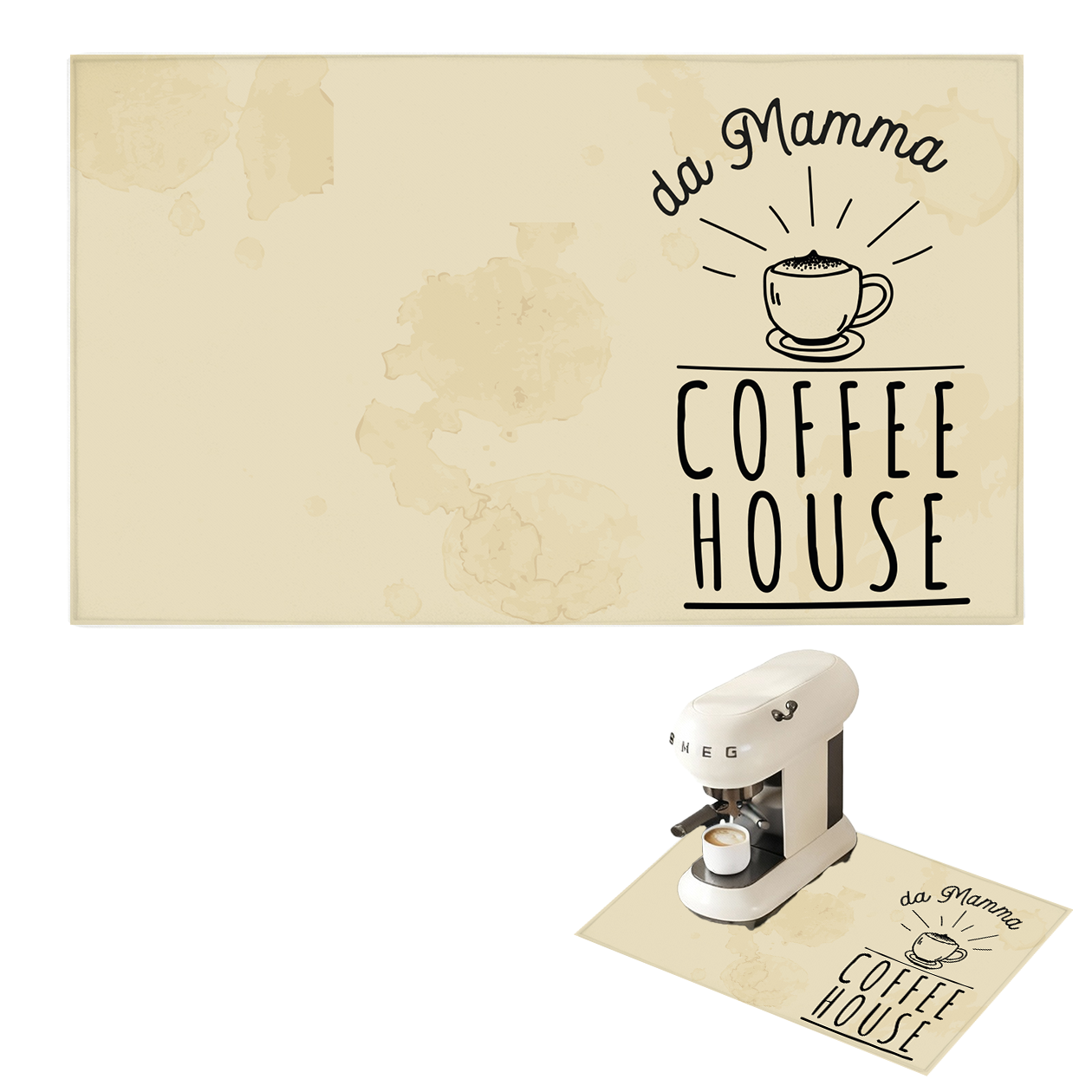 Da mamma Coffee House - Tappetino per Macchina del caffè  con Retro in Gomma Tappeto 30x40cm