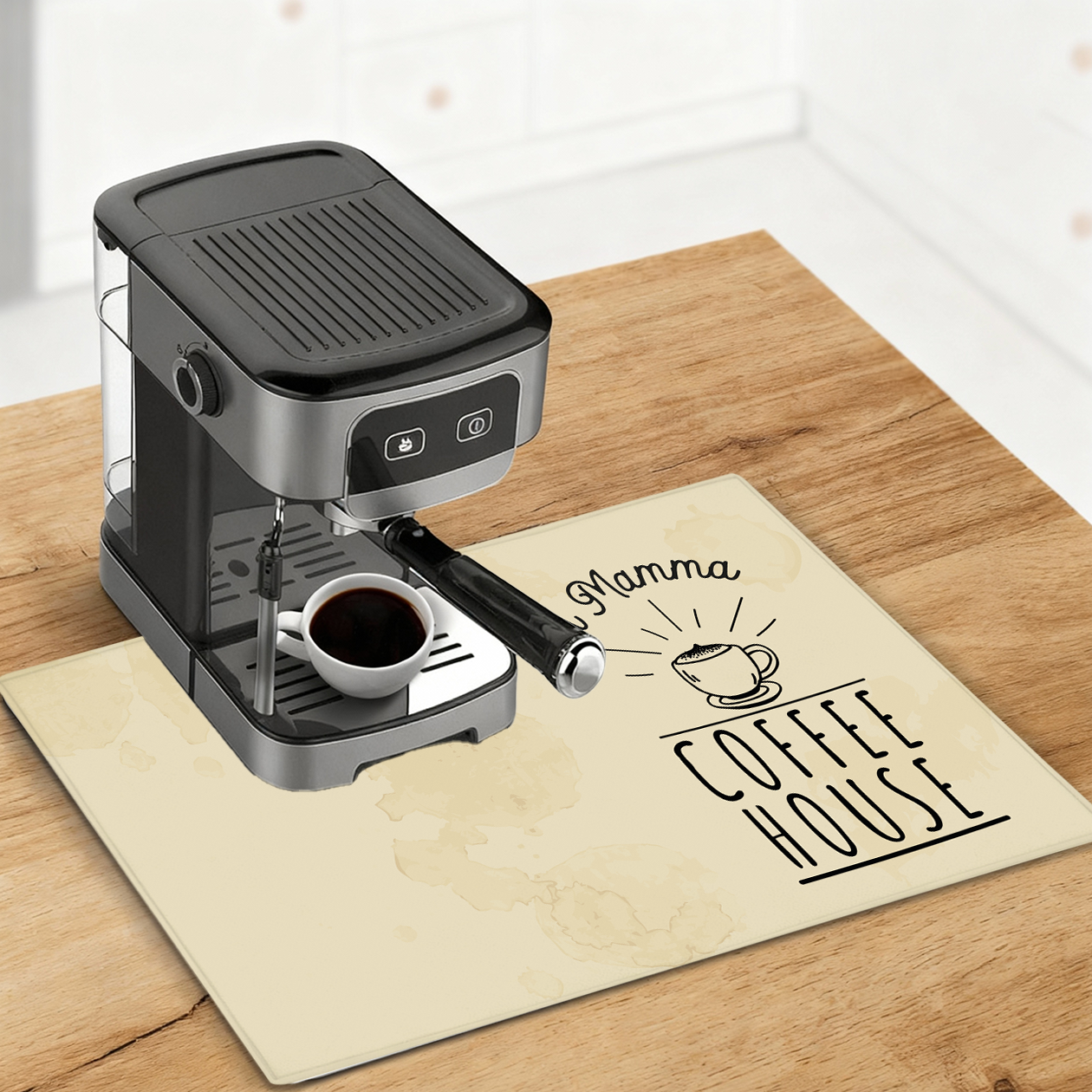 Da mamma Coffee House - Tappetino per Macchina del caffè  con Retro in Gomma Tappeto 30x40cm