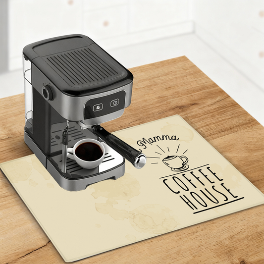 Da mamma Coffee House - Tappetino per Macchina del caffè  con Retro in Gomma Tappeto 30x40cm