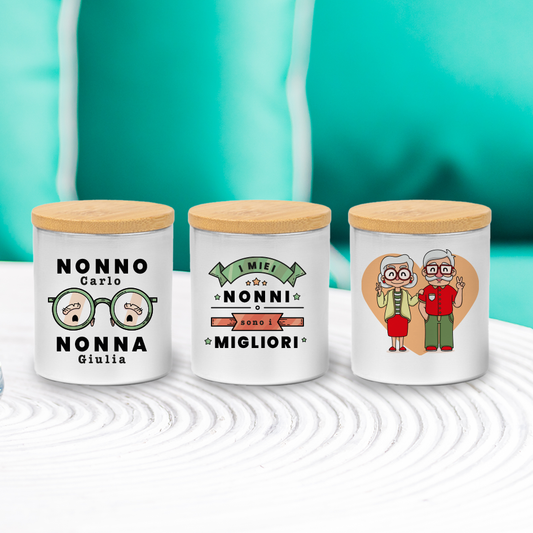 I miei nonni sono i migliori - Set di 3 Candele Profumate personalizzate con nomi