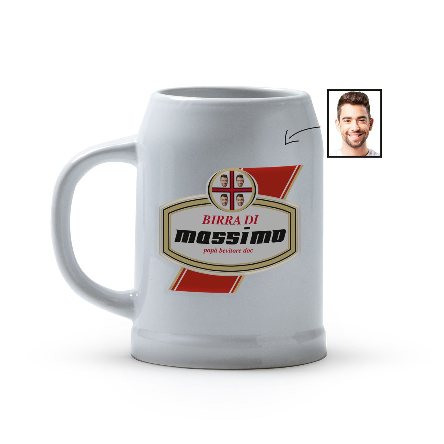 Papà bevitore doc - Caraffa in ceramica - personalizzata con nome e foto