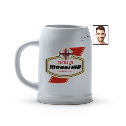 Papà bevitore doc - Caraffa in ceramica - personalizzata con nome e foto