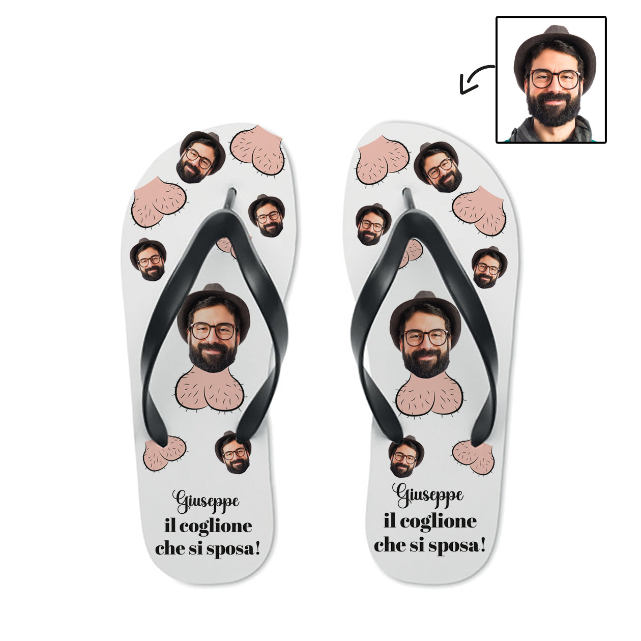 Il coxxxne che si sposa - Infradito - personalizzati con nome e foto