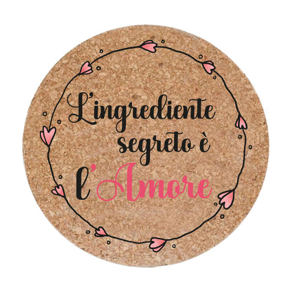 L'ingrediente segreto è l'amore - Set da 3 pezzi Sottopentola in sughero naturale 19cm