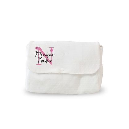 I love mamma - Borsa Fasciatoio per Neonato personalizzata con nome e iniziale