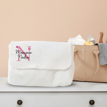 I love mamma - Borsa Fasciatoio per Neonato personalizzata con nome e iniziale