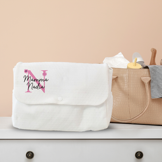 I love mamma - Borsa Fasciatoio per Neonato personalizzata con nome e iniziale