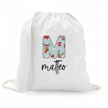 Letter renna - Sacchetto - personalizzato con nome e iniziale