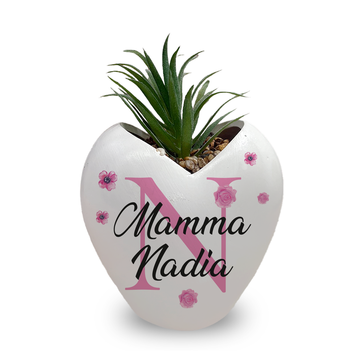 Mamma Pink Letter - Piantina con vaso - personalizzata con nome e iniziale