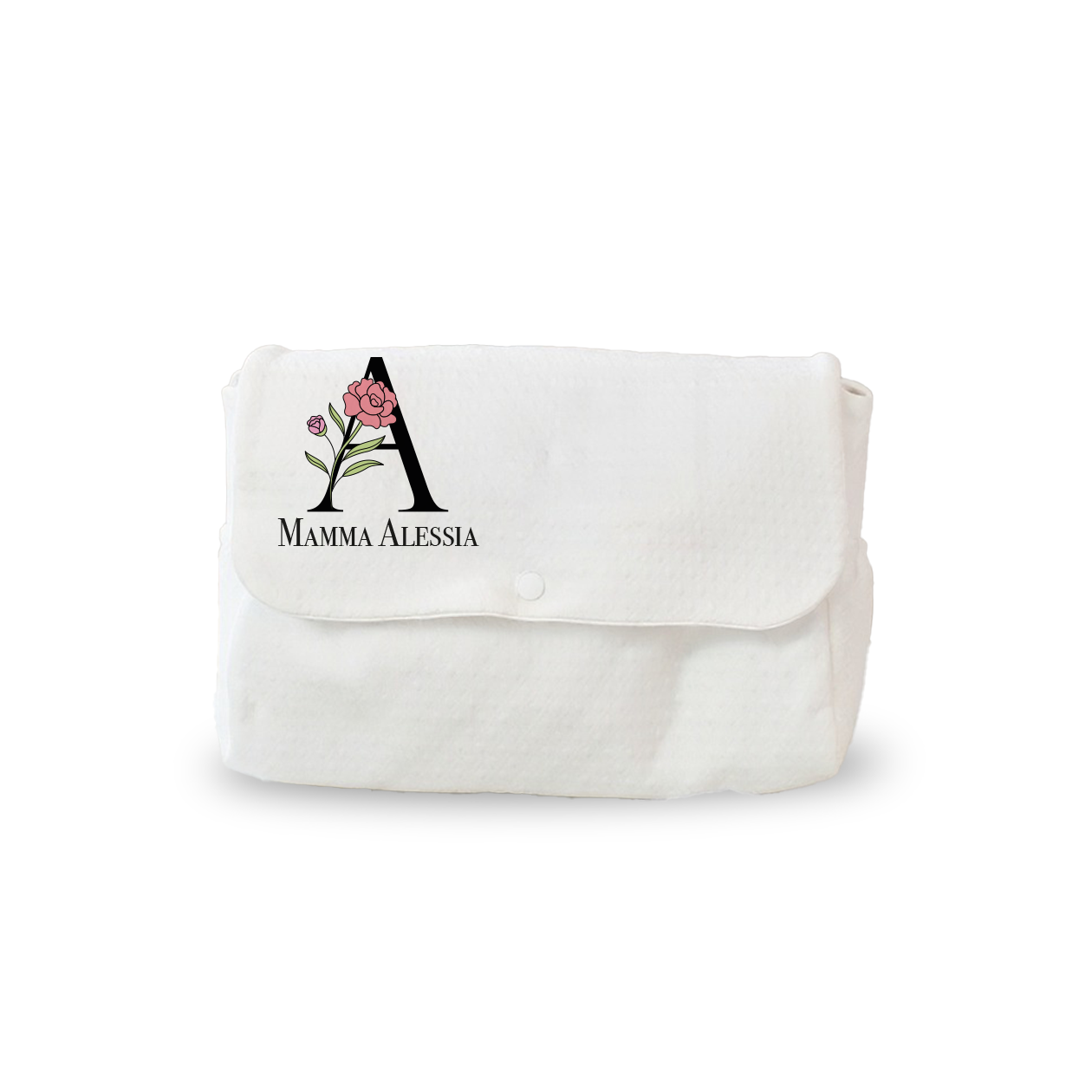Mamma flower - Borsa Fasciatoio per Neonato personalizzata con nome e iniziale