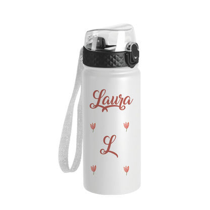 Letter flower - Borraccia termica da 550 ml - personalizzata con nome e iniziale