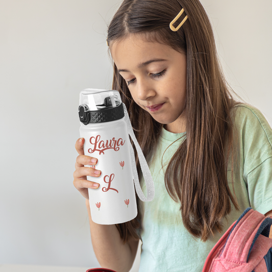 Letter flower - Borraccia termica da 550 ml - personalizzata con nome e iniziale