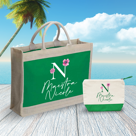 Maestra Rose - Combo: Borsa mare + Pochette - personalizzata con nome