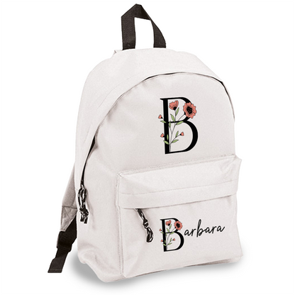 Letter rose - zaino scuola - personalizzato con nome e iniziale