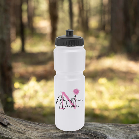 Maestra nome flower pink  - Borraccia in PE 840ml. - personalizzata con nome